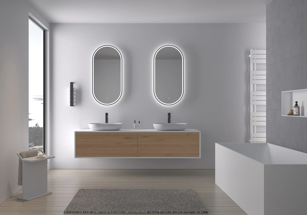 Cerano Salvo, LED kúpeľňové 40x60 cm, kovový rám, čierna matná, CER-CER-NT8144C-40X60