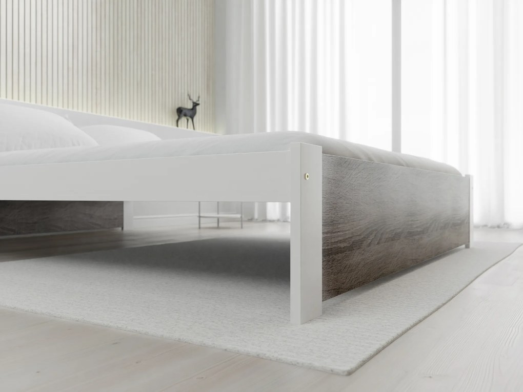 Posteľ IKAROS 180 x 200 cm, biela/dub hľuzovka Rošt: S latkovým roštom, Matrac: Matrac DELUXE 10 cm