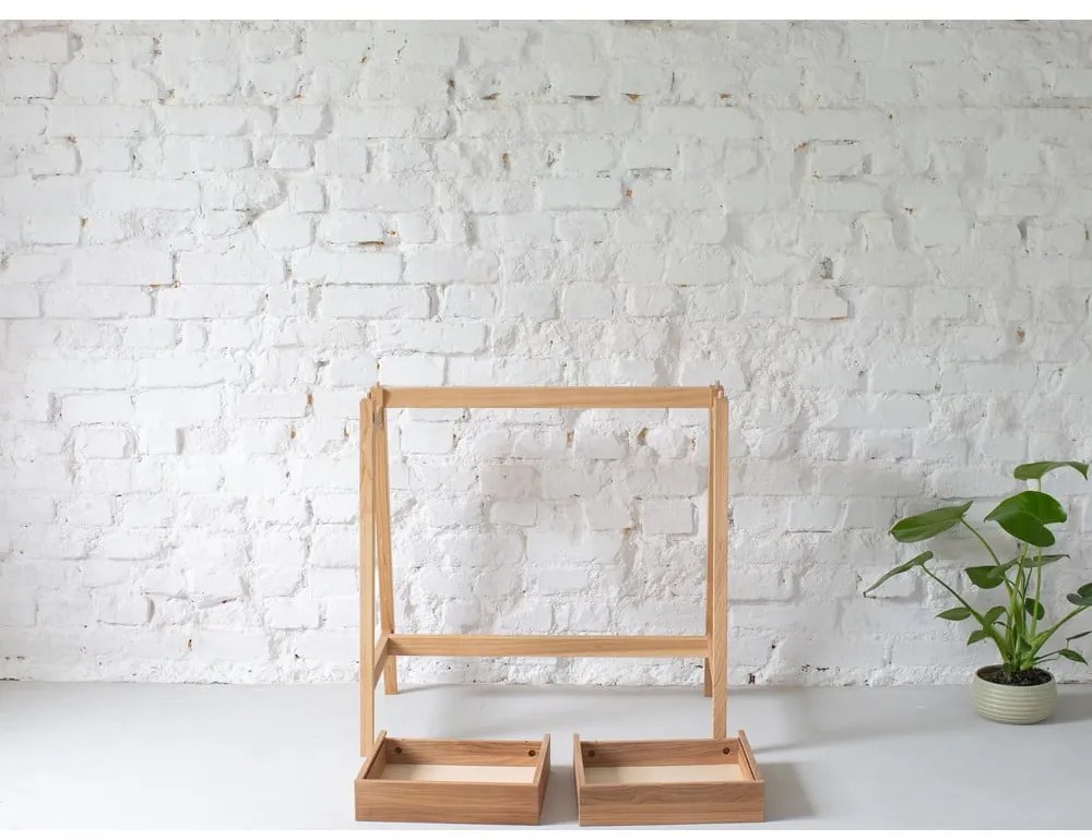 Biely písací stôl s podnožím z jaseňového dreva Ragaba Luka, dĺžka 85 cm