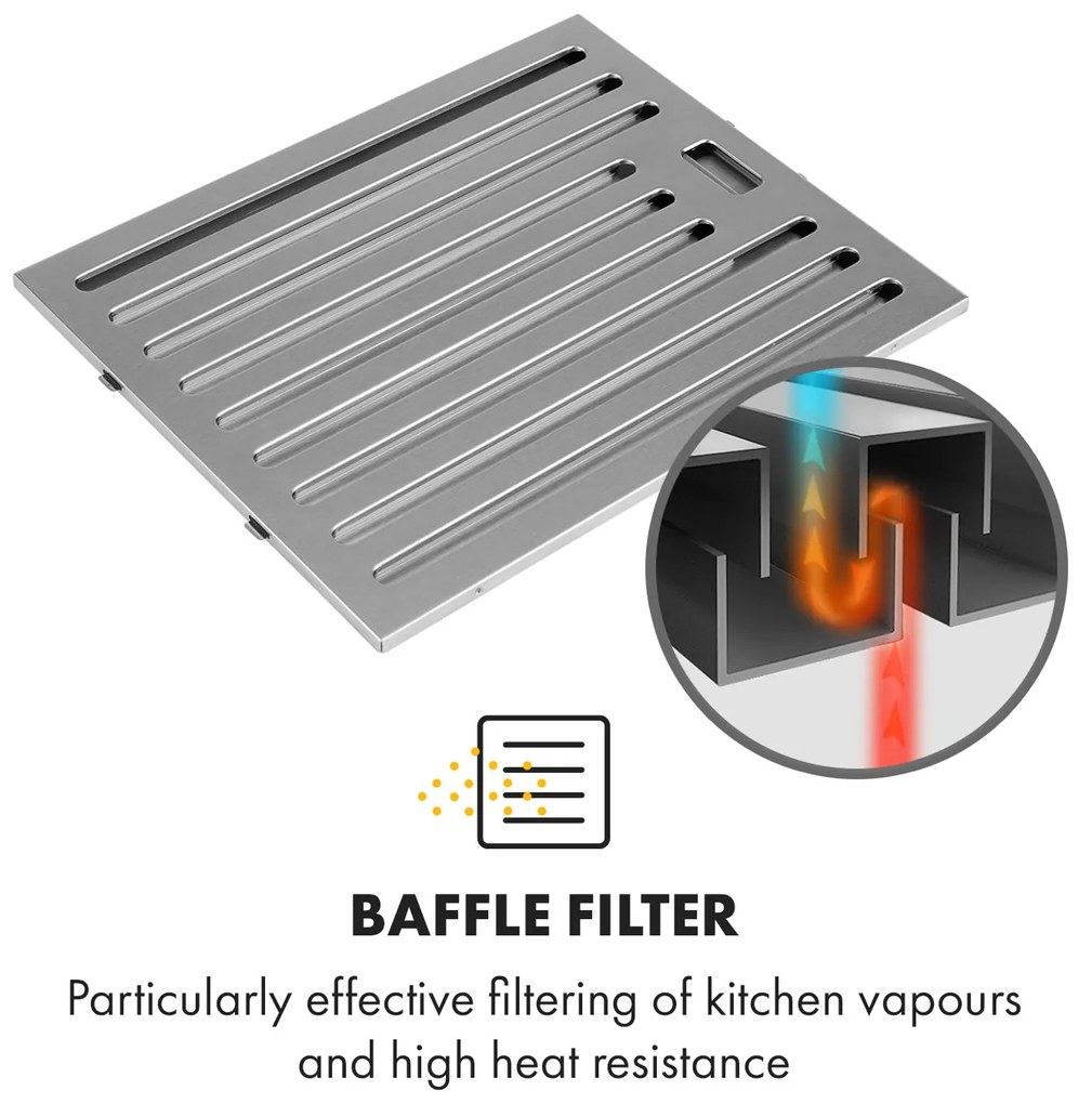 Klarstein Corvette Americana, digestor, 60 cm, podskrinkový, 306 m³/h, nehrdzavejúca oceľ, čierny