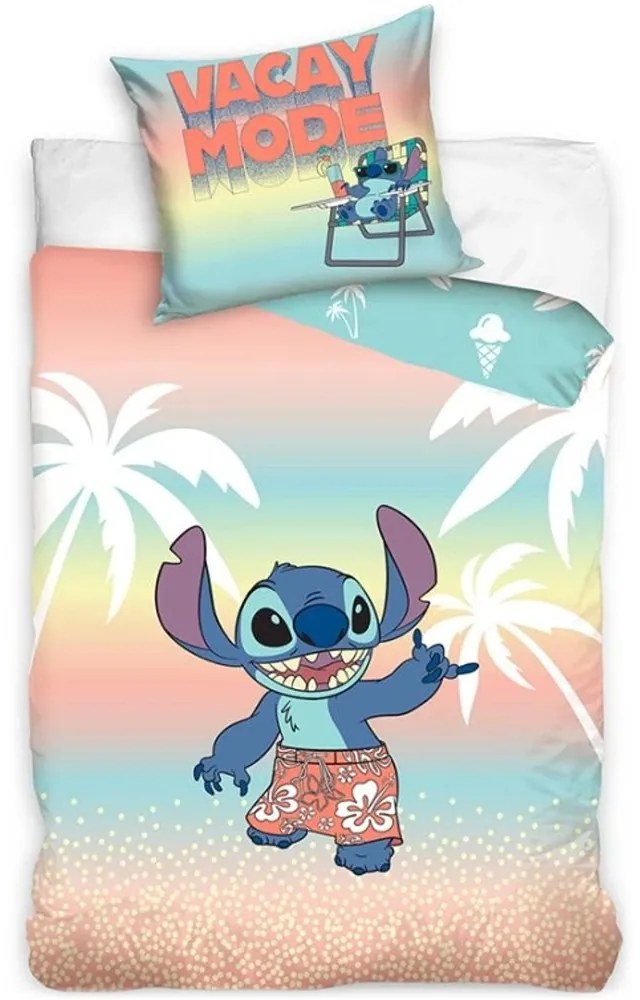 Obojstranné posteľné obliečky Lilo &amp; Stitch - motív Dovolenkový režim - 100% bavlna - 70 x 90 cm + 140 x 200 cm