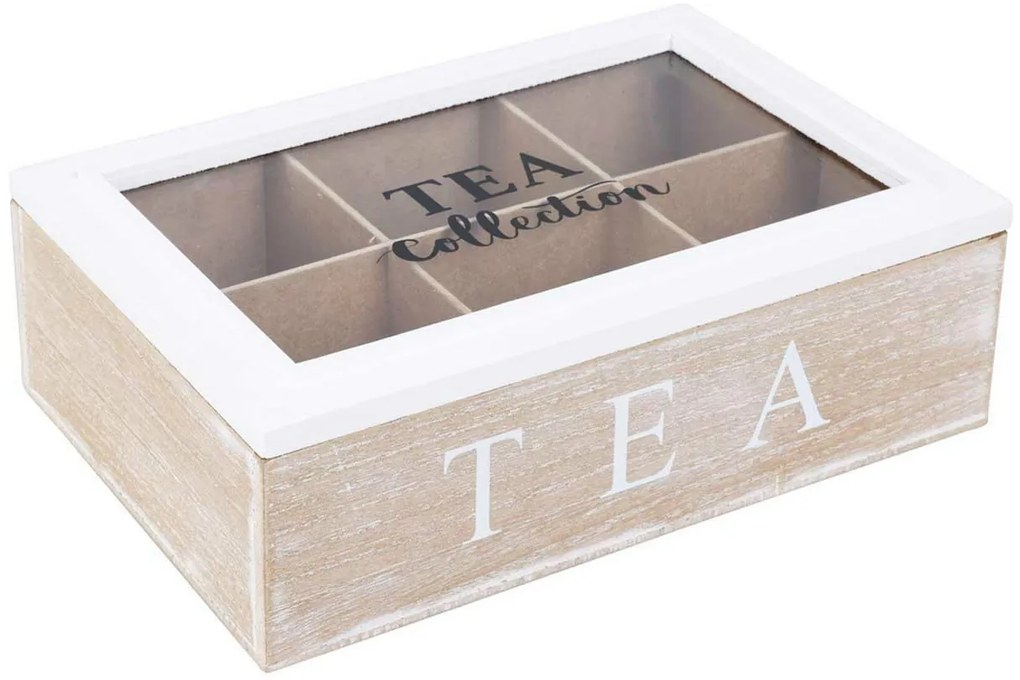 Drevený organizér na čaj Tea Collection, 23x15,5x8 cm