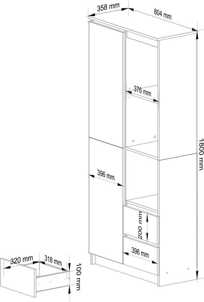 Skriňa Rexa 80 cm dub sonoma/biela