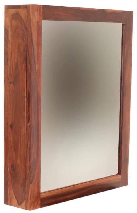 Skrinka so zrkadlom do kúpeľne 65x80x15 indický masív palisander Natural