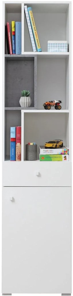 Regál Sigma 8, biela mat / betón