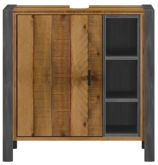 furniture-nabytek.cz - Masívna drezová skrinka Detroit z recyklovanej borovice, lakovaná, hnedá – 60×35×60 cm