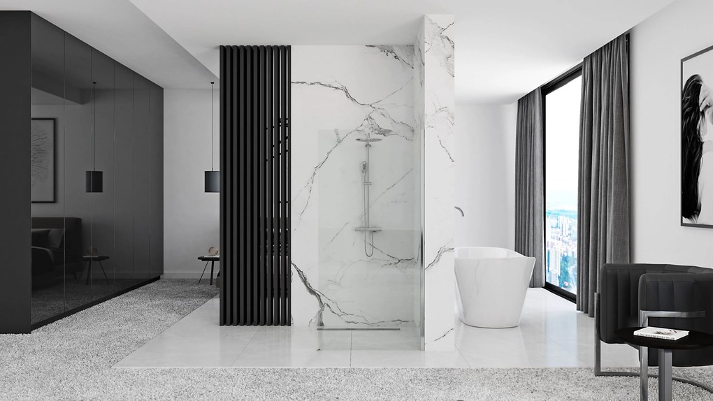 Rea AERO N 120, sprchová zástena WALK IN, 1-krídlová, 120 x 195 cm, lesklý chróm, transparentná, REA-K7550