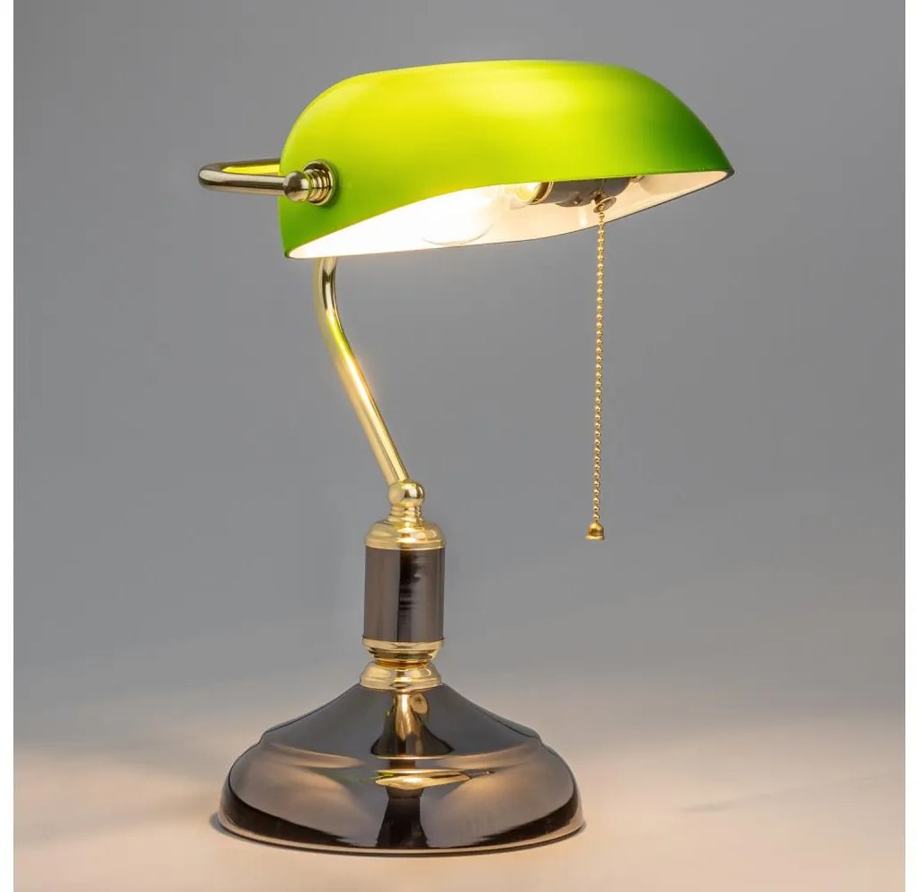 Brilagi - Stolná lampa BANK OFFICE 1xE27/60W/230V čierna/zlatá/zelená