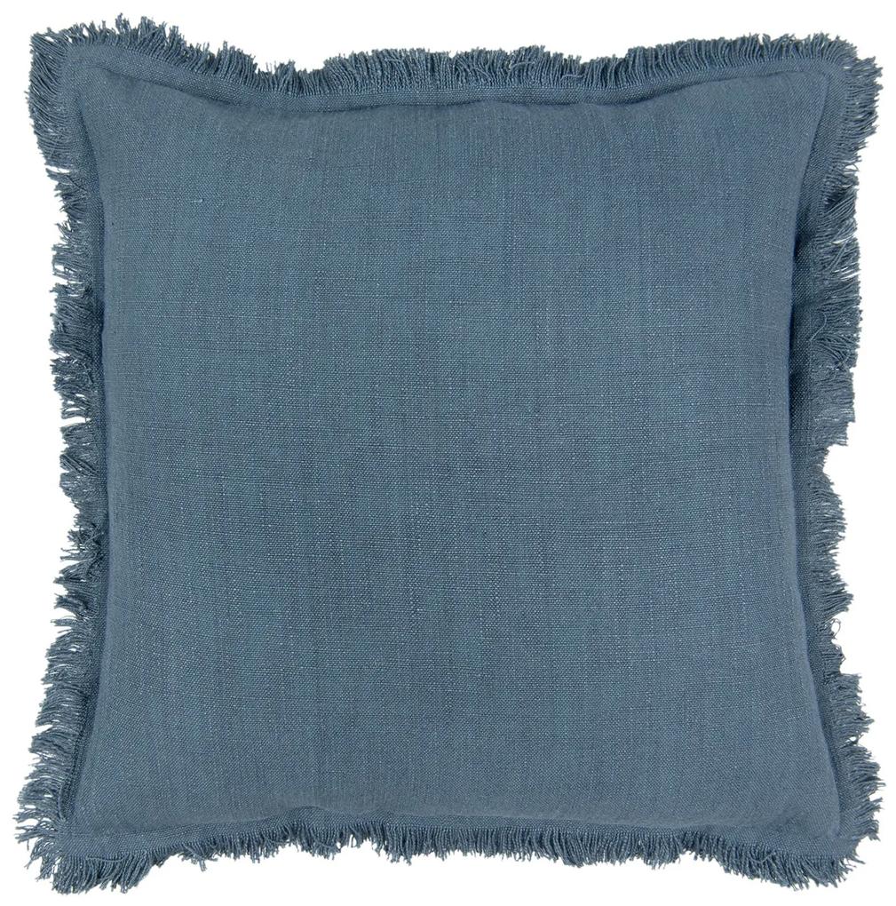 Tmavo modrý bavlnený vankúš so strapcami - 45*45 cm