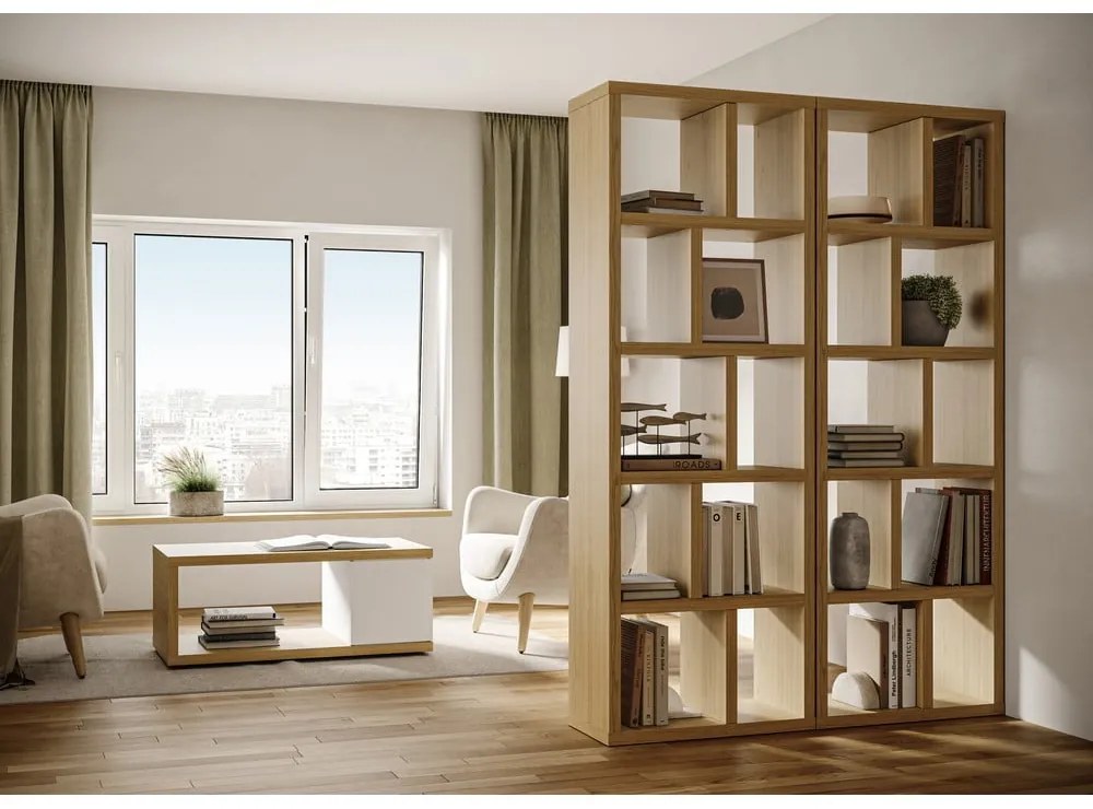 Knižnica v dekore duba v prírodnej farbe 70x198 cm Berlin – TemaHome
