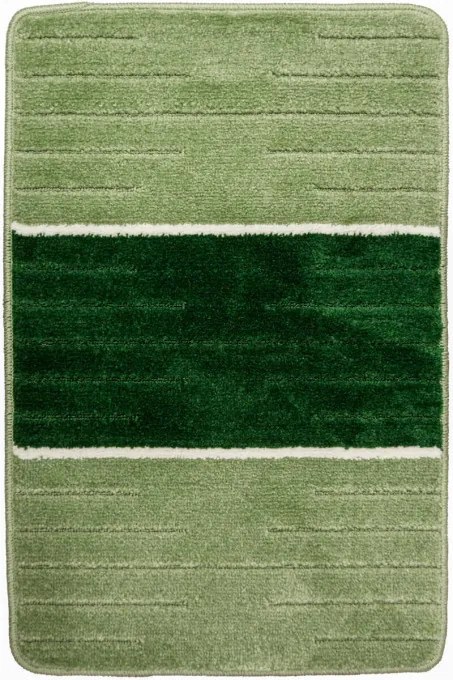 Sada kúpeľňových koberčekov COMO zelená / krémová, pruhy