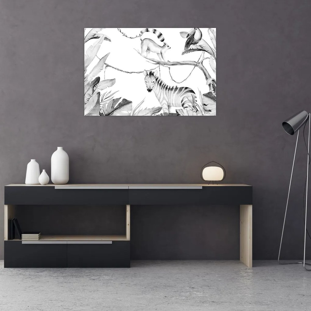 Obraz - Akvarelová džungľa (90x60 cm)