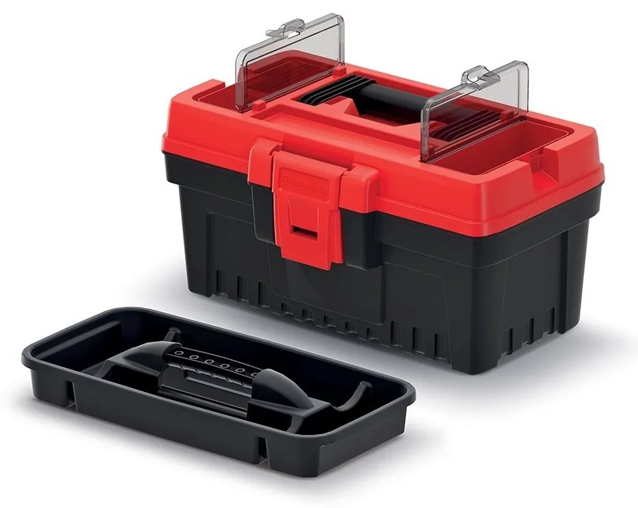 Kufor na náradie 26,9 × 17,7 × 15,5 cm, organizéry, červená