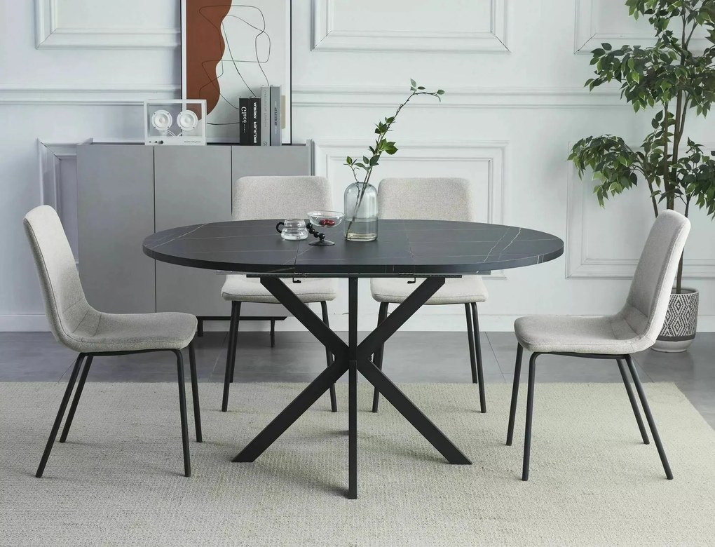 Jedálenský rozkladací stôl Gaston 100/135 cm čierny mramor/čierny