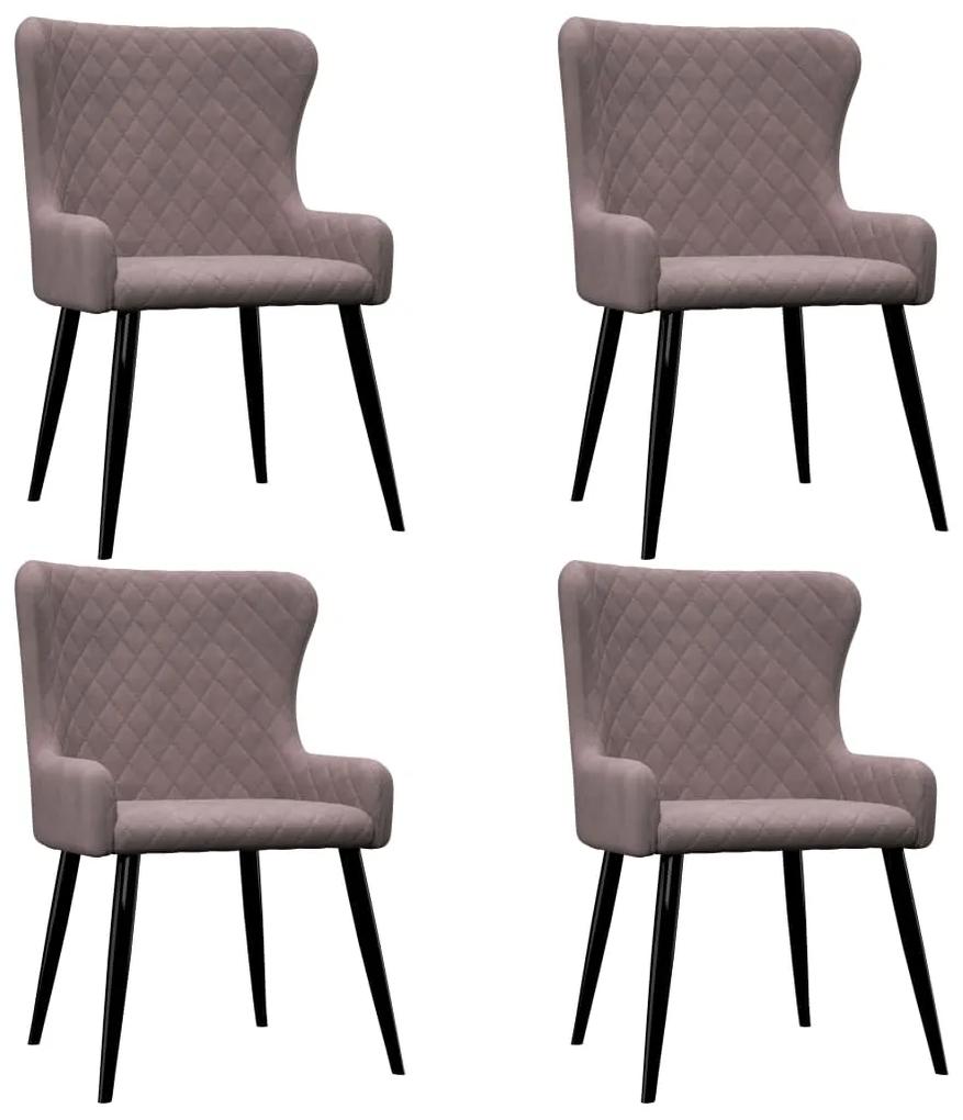 vidaXL Jedálenské stoličky 4 ks, ružové, zamat