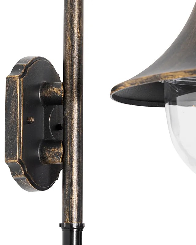 Vonkajšia nástenná lampa starožitné zlato IP44 vrátane snímača pohybu - Daphne