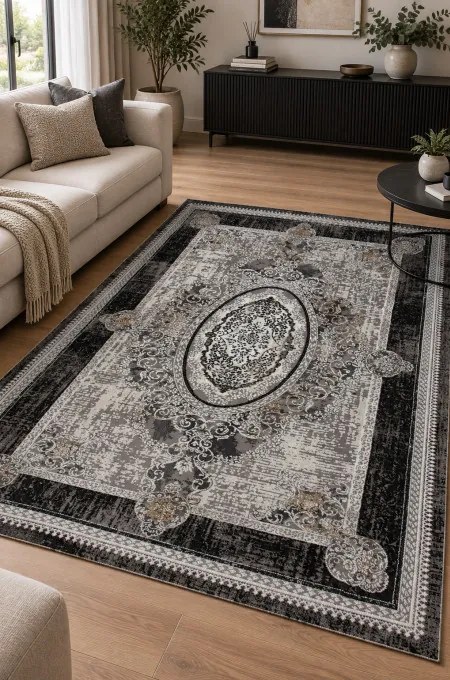 Koberec Tender 27145A VELVET čierny / svetlosivý
