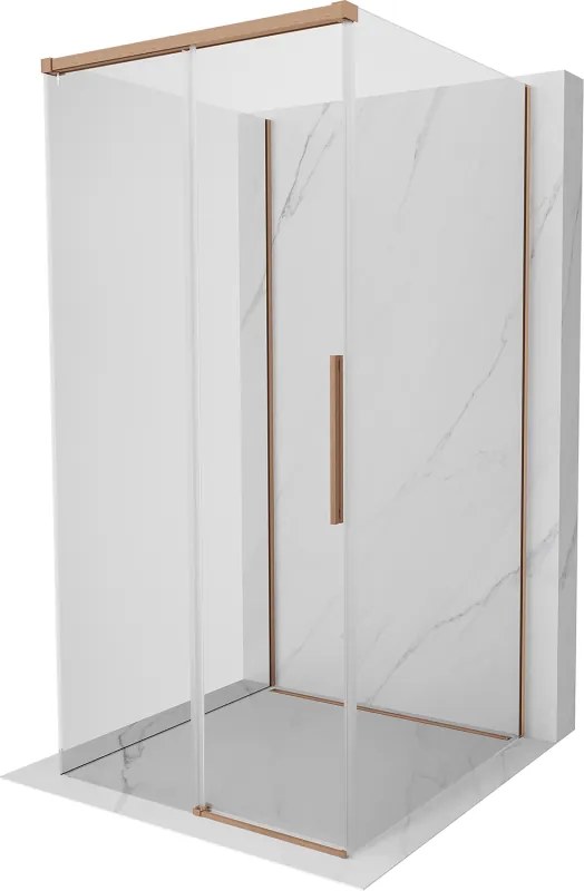 Mexen Rox-3S, 3-stenný sprchový kút 100 x 100 cm, 8mm číre sklo, medený profil, 8C2-100-100-65-00-3S