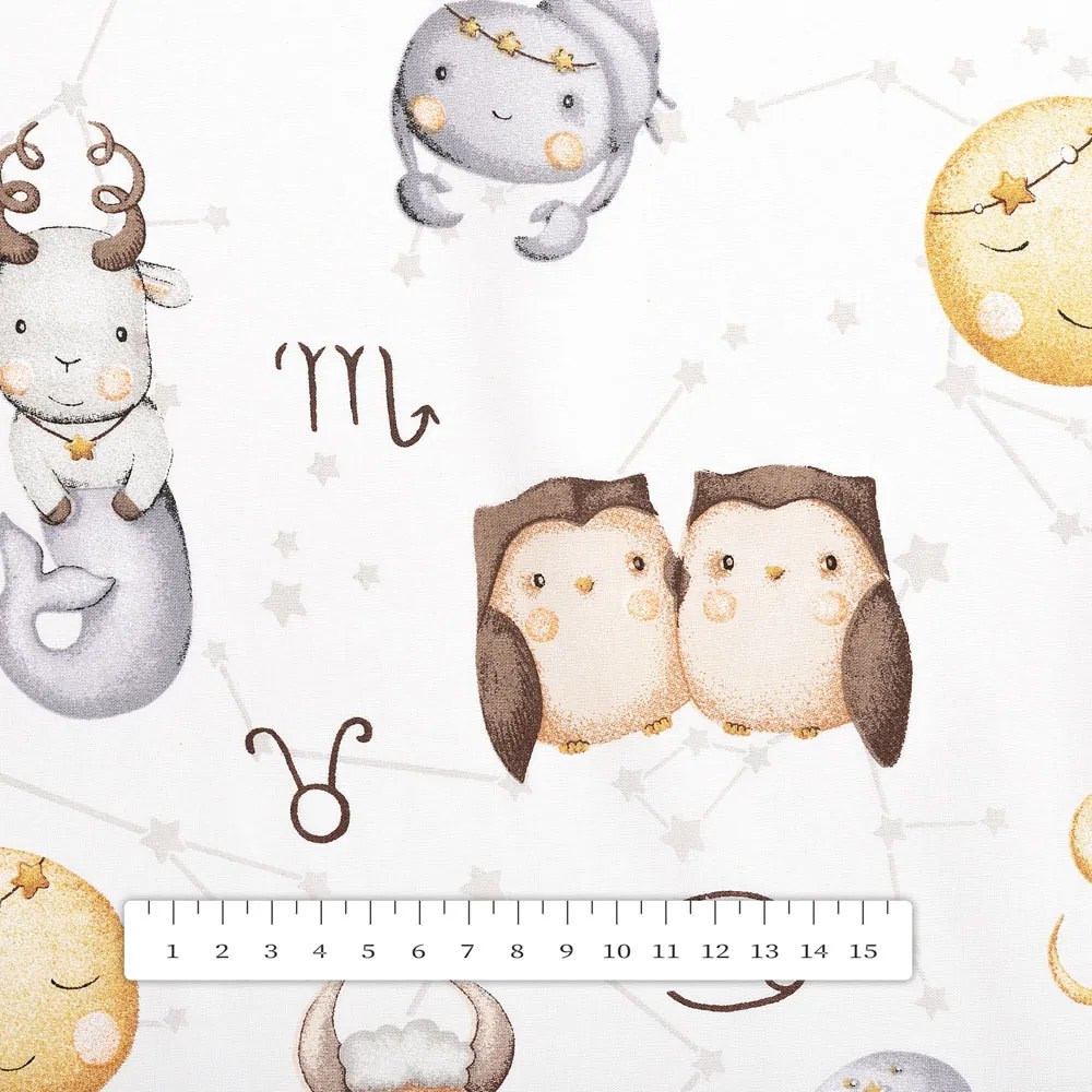 Biante Detský bavlnený behúň na stôl Sandra SA-439 Znamenia zverokruhu 45x160 cm