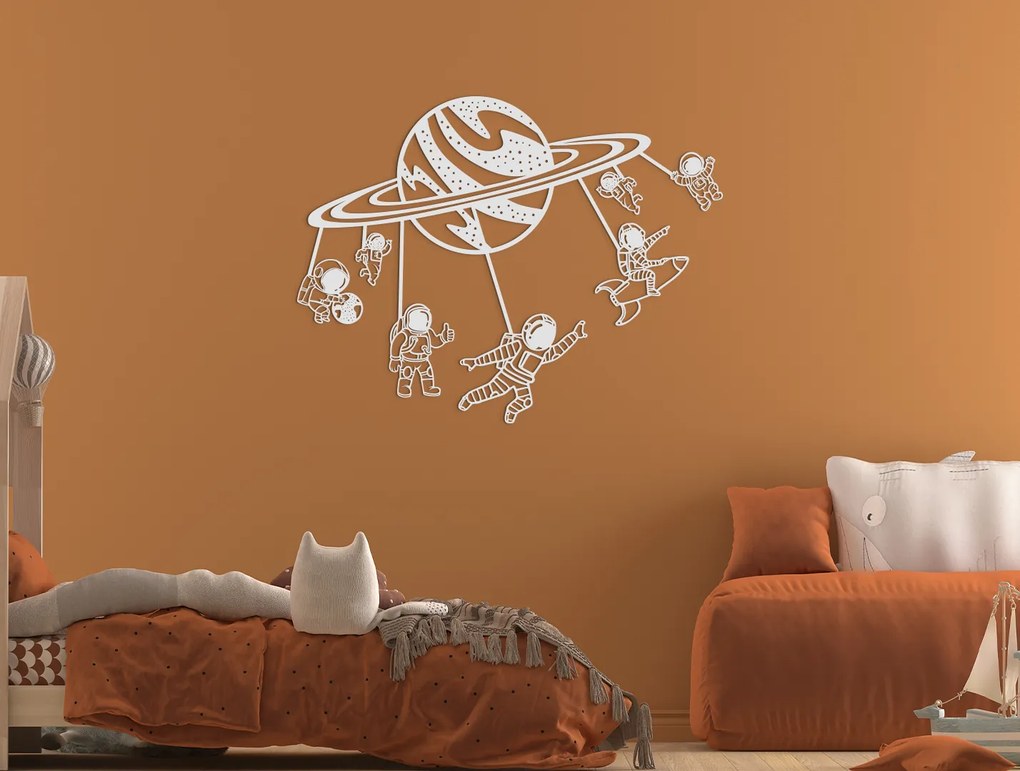 drevko Drevená nálepka Astronauti Rozmer obrazu: 34 x 44,5 cm, Farba dekorácie: Čierna