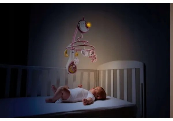 Chicco - Kolotoč nad postieľku s melódiou 3v1 NEXT2DREAMS 3xAA ružová