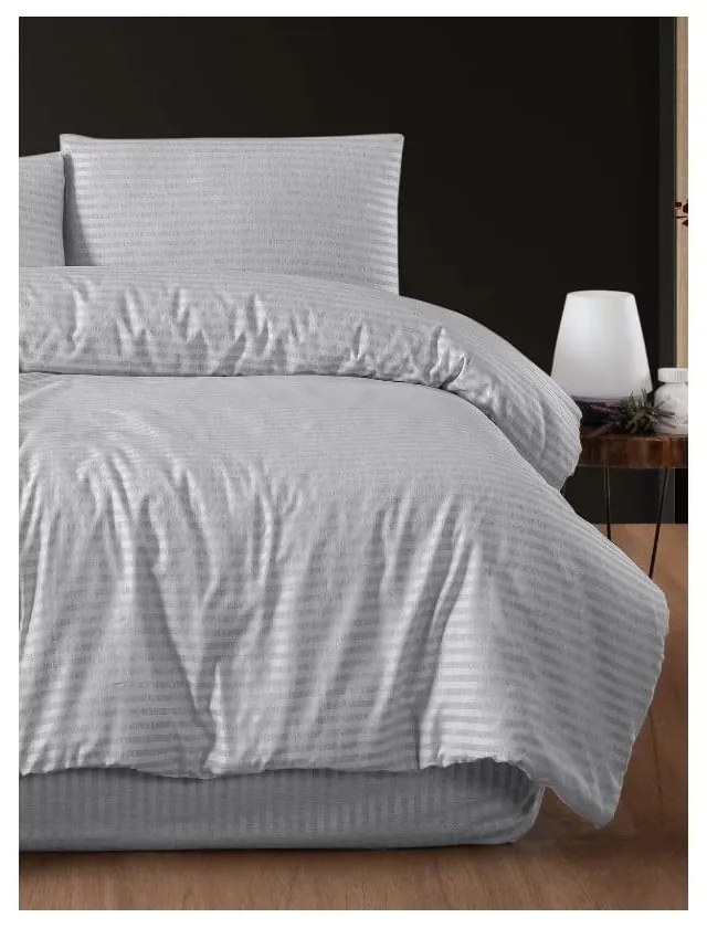 Svetlosivé 4-dielne predĺžené obliečky na dvojlôžko s plachtou 200x220 cm – Mila Home