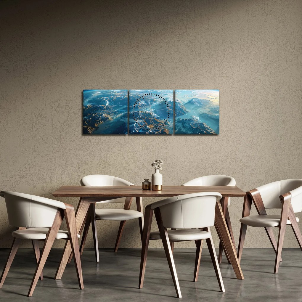 Obraz - Pohľad z vesmíru (s hodinami) (90x30 cm)