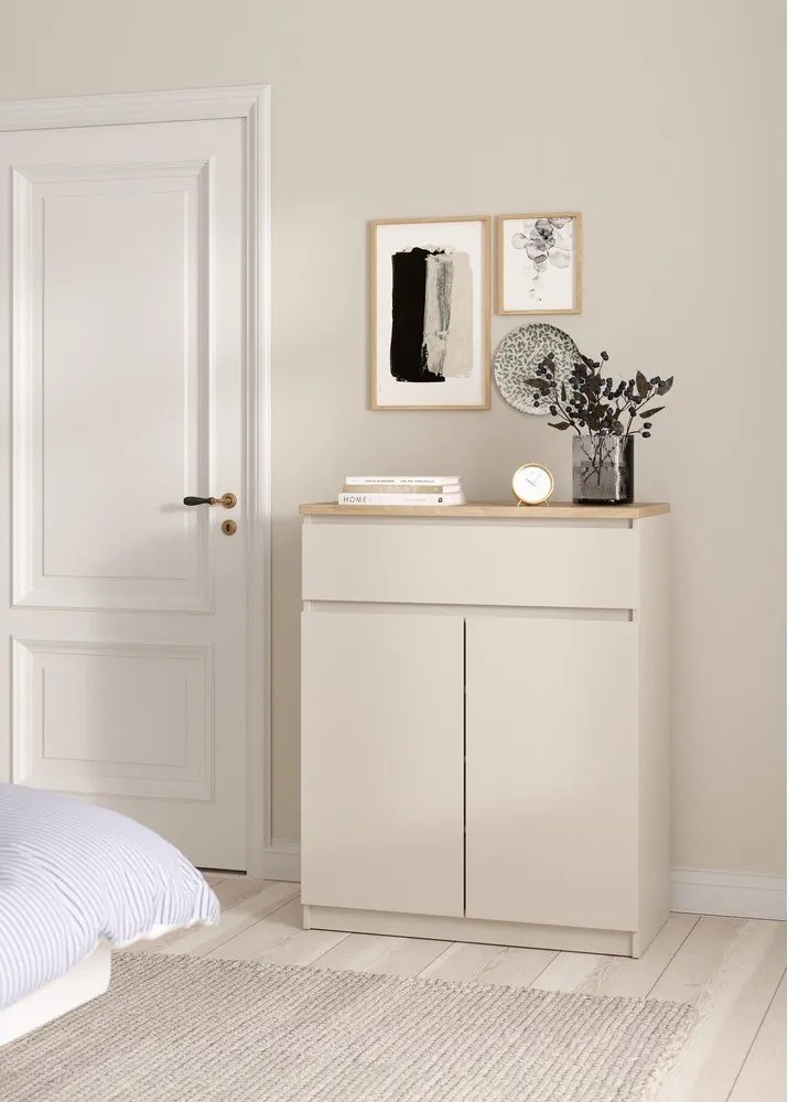 Krémovobiela komoda 80x100x40 cm Naia – Tvilum