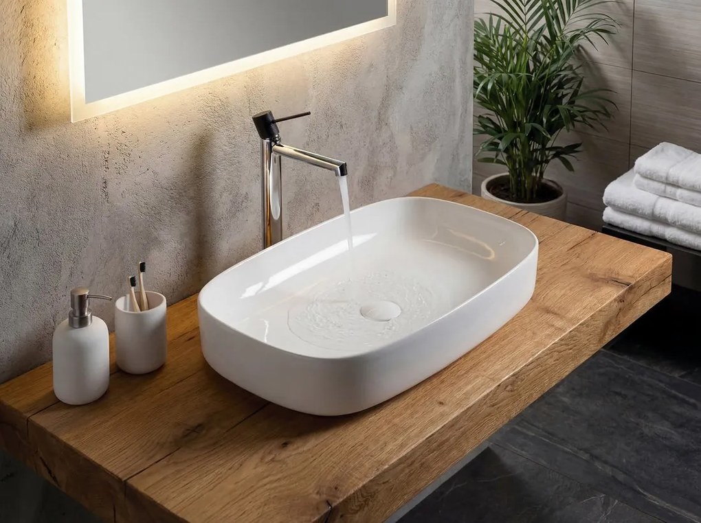 Sapho Sapho, MATTEO keramické umývadlo na dosku 65x40cm, biela, 3064-KL