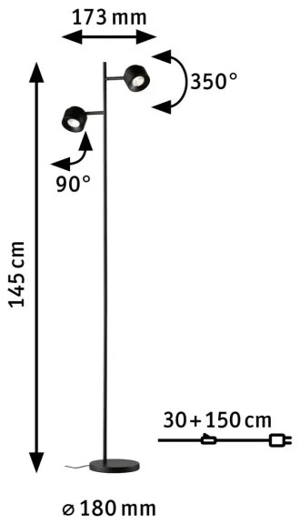 Paulmann 79775 - 2xLED/3W Stmievateľná stojacia lampa PURIK PANE 230V