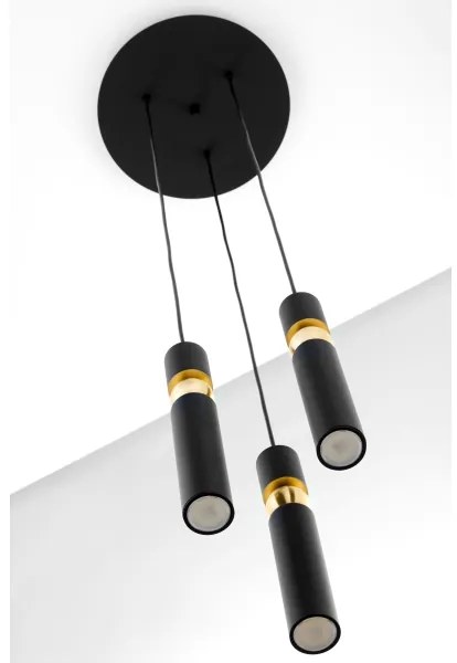Jupiter 2013 - Luster na lanku ALAS 3xGU10/10W/230V čierna/zlatá