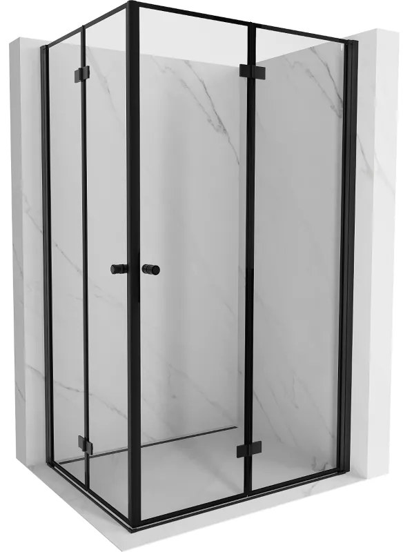 Mexen Mist-F Duo, skladací sprchový kút 75 x 80 cm, číre sklo-čierny rám, 8A6-075L-080P-70-70