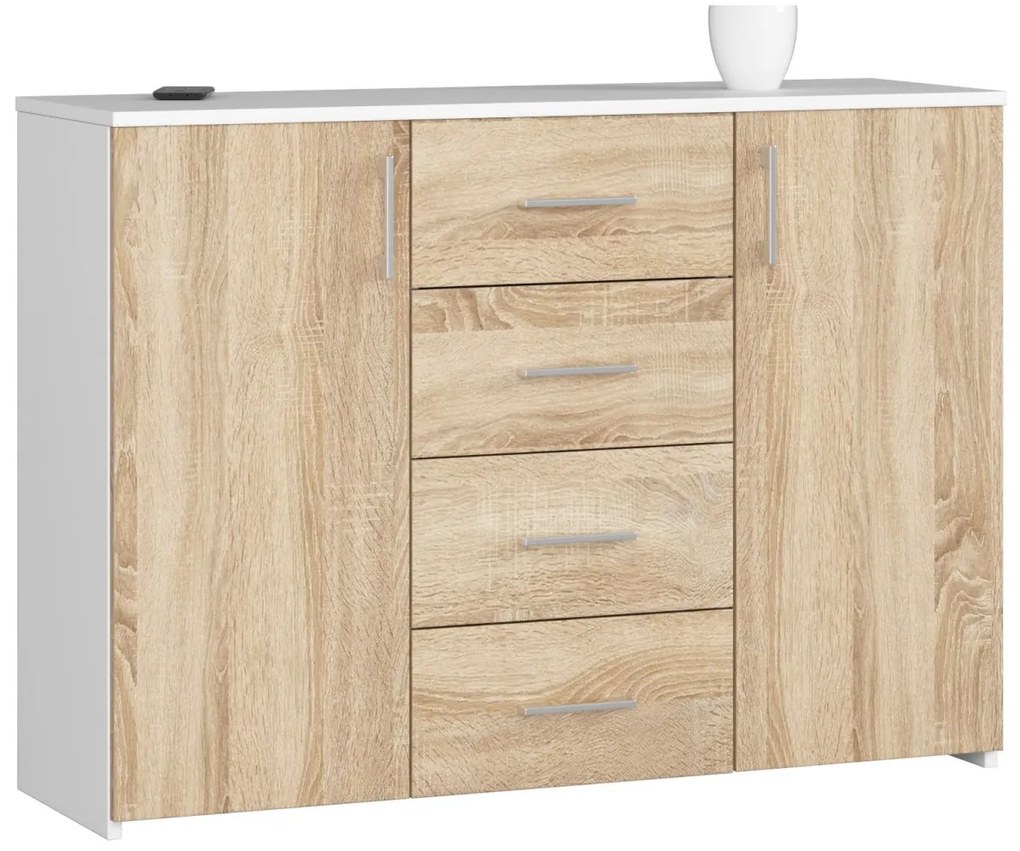 Komoda Torvi K 110 cm biela/dub sonoma