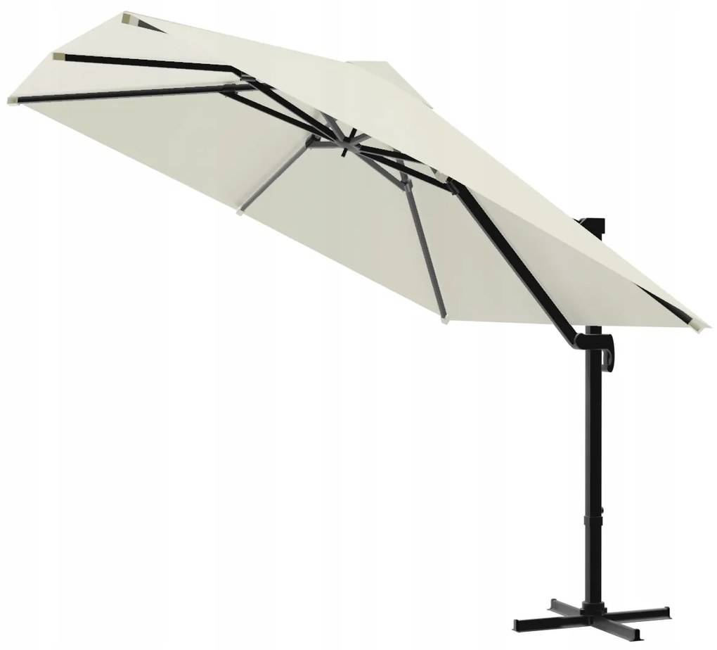 Záhradný slnečník s ochranným obalom ROMA 300 x 300 cm béžový