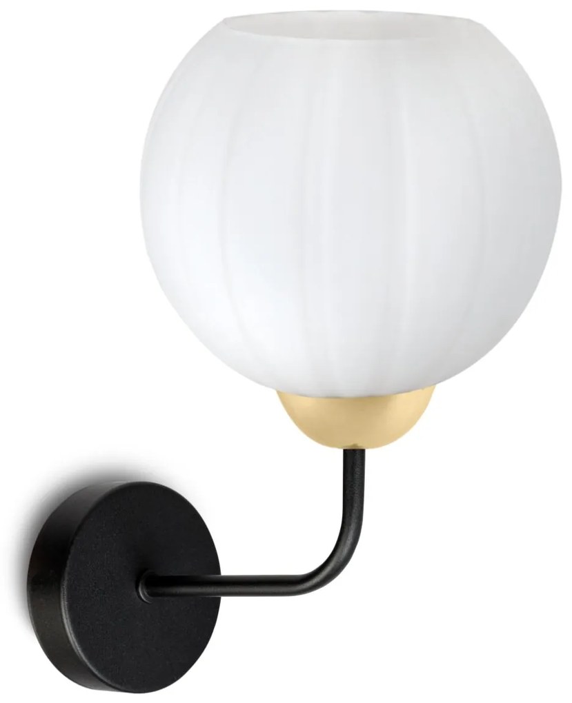 Nástenné svietidlo Costa, 1x biele sklenené tienidlo, b/g