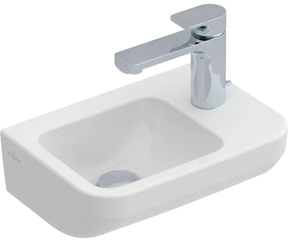 VILLEROY &amp; BOCH Architectura závesné umývadielko s otvorom vpravo, bez prepadu, 360 x 260 mm, biela alpská, s povrchom CeramicPlus, 437337R1