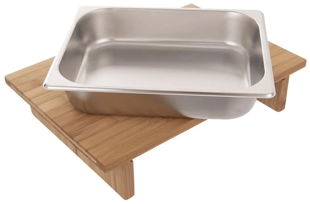 Krájacia doska bambus, 42 x 29 cm, nerezový zásobník