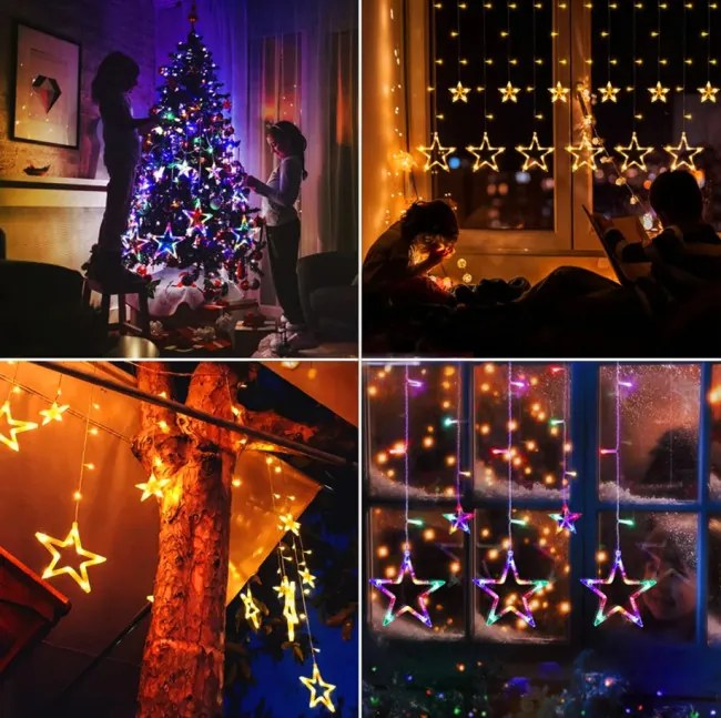 LED záves GL2005 farebné hviezdy, s diaľkovým ovládaním