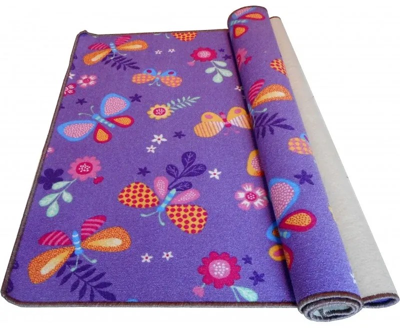 Detský koberec Motýľ LÚKA - fialový