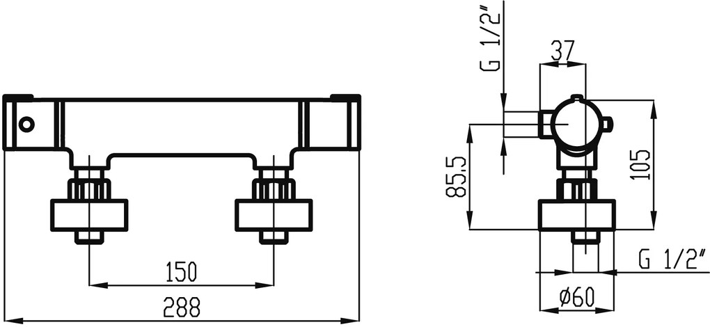 Novaservis Metalia 54, sprchová termostatická batéria s ručnou sprchovou súpravou, chrómová, 54960-0