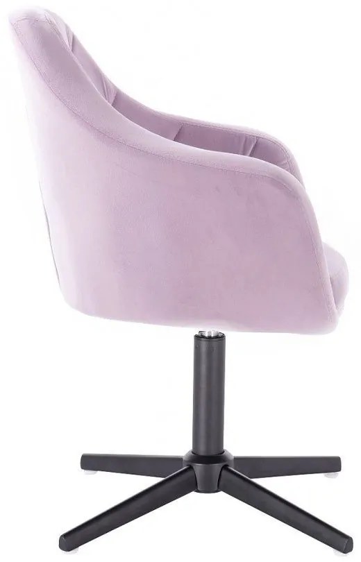 LuxuryForm DESIGN Kreslo ROMA VELUR na čiernom kríži - levanduľa