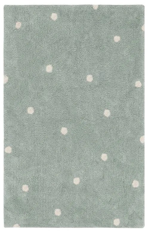 Prateľný ručne tkaný bavlnený detský koberec v mentolovej farbe 100x150 cm Mini Dot Blue Sage – Lorena Canals