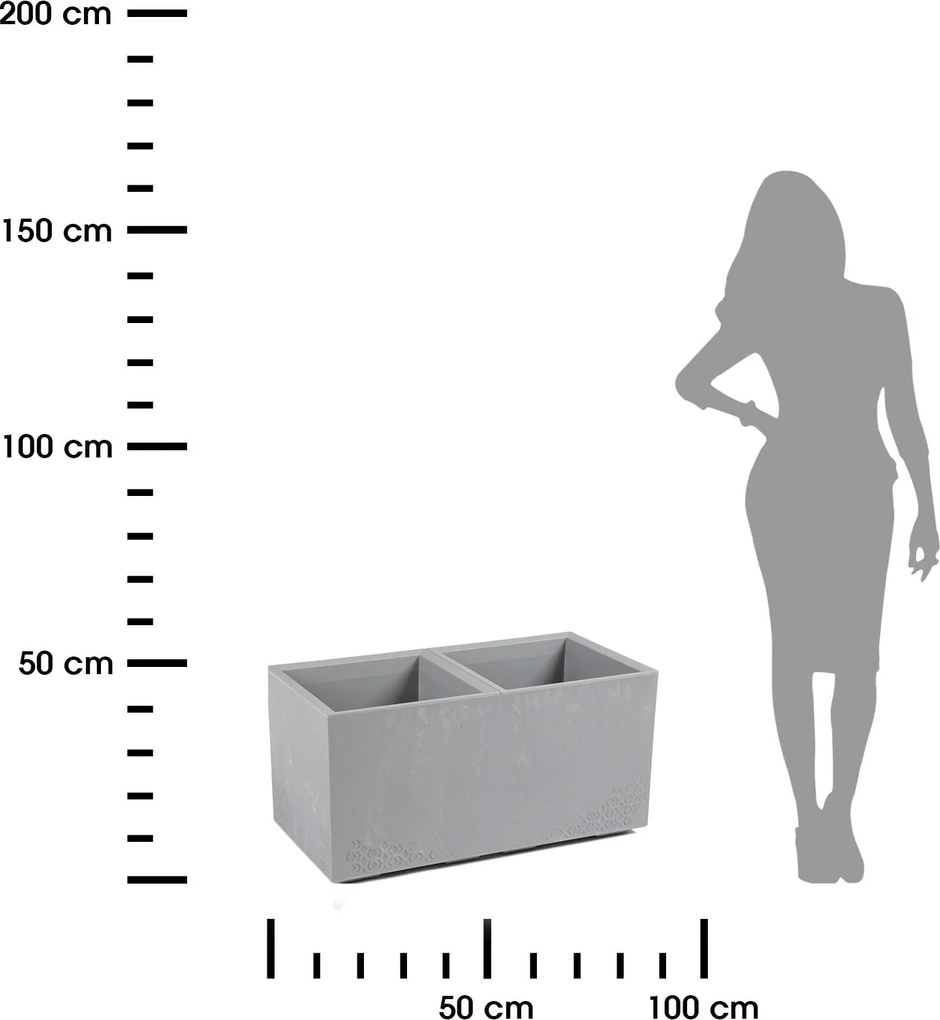PLASTOVÝ KVETINÁČ NA KOLIESKACH BETONIQUE 39X39X78 CM IMITÁCIA BETÓNU SIVÁ