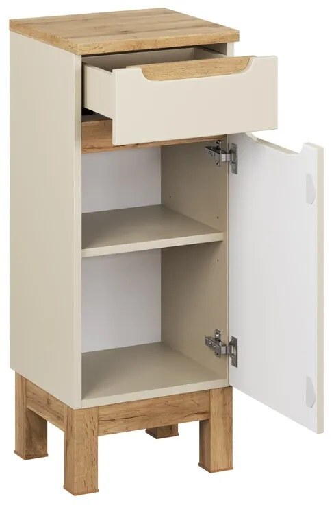 Koupelnová sestava Bali Casad Pati s deskou, umyvadlem, skříňkami a zrcadlem 60 cm kašmírová/dub wotan