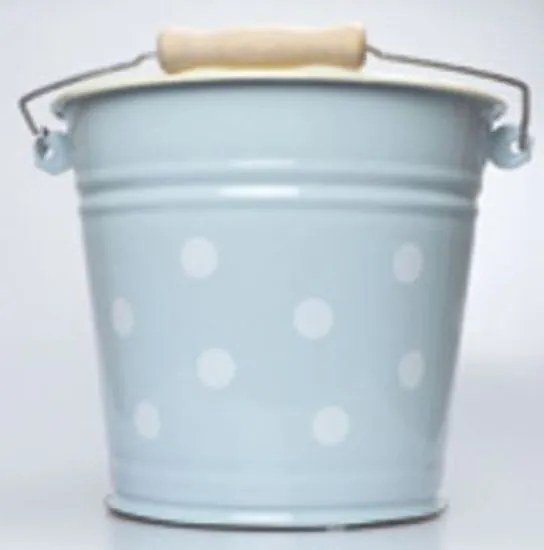 Modrý smaltovaný kýblik s bodkami Blue dot - O24 * 23cm - 6L