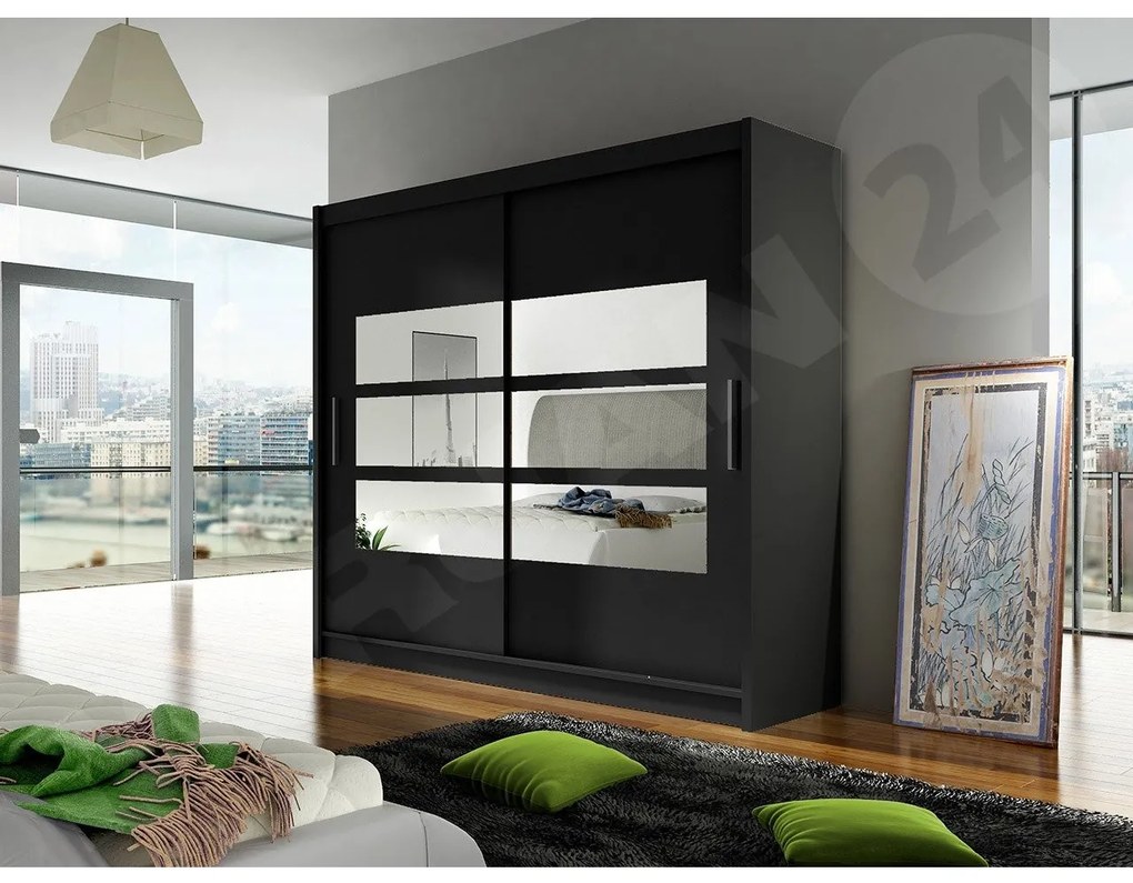 Skriňa London III 180, Farby: biela, Osvetlenie: osvetlenie LED RGB - farebné