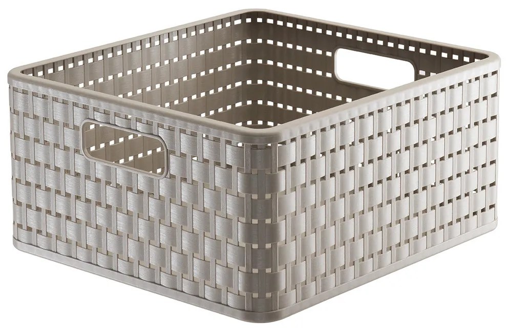 Rotho Plastový košík COUNTRY, rovný, béžový - 14 l, 30 x 33 x 16