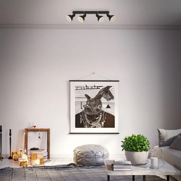 Brilo - Bodové svietidlo RETRO 4xE14/25W/230V čierna