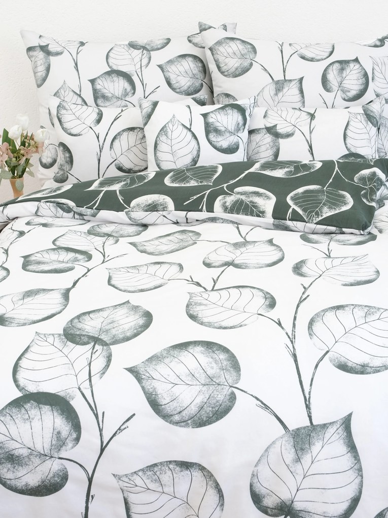 Predĺžené bavlnené obliečky Renforcé - Eliot tmavo zelený