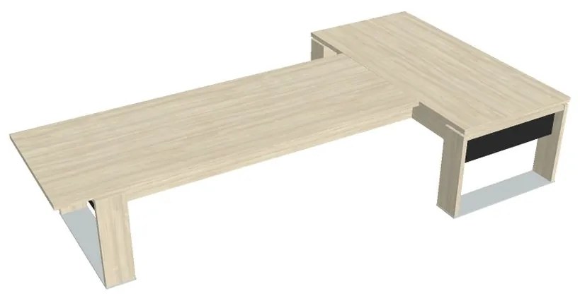 Stôl Verno+ S 200 x 370 cm s rokovacím prvkom, agát / čierna